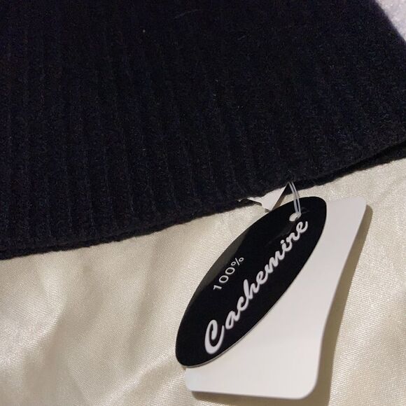 PORTOLANO 100% Cashmere Ribbed Beanie Black Unisex NWT - Picture 6 of 13